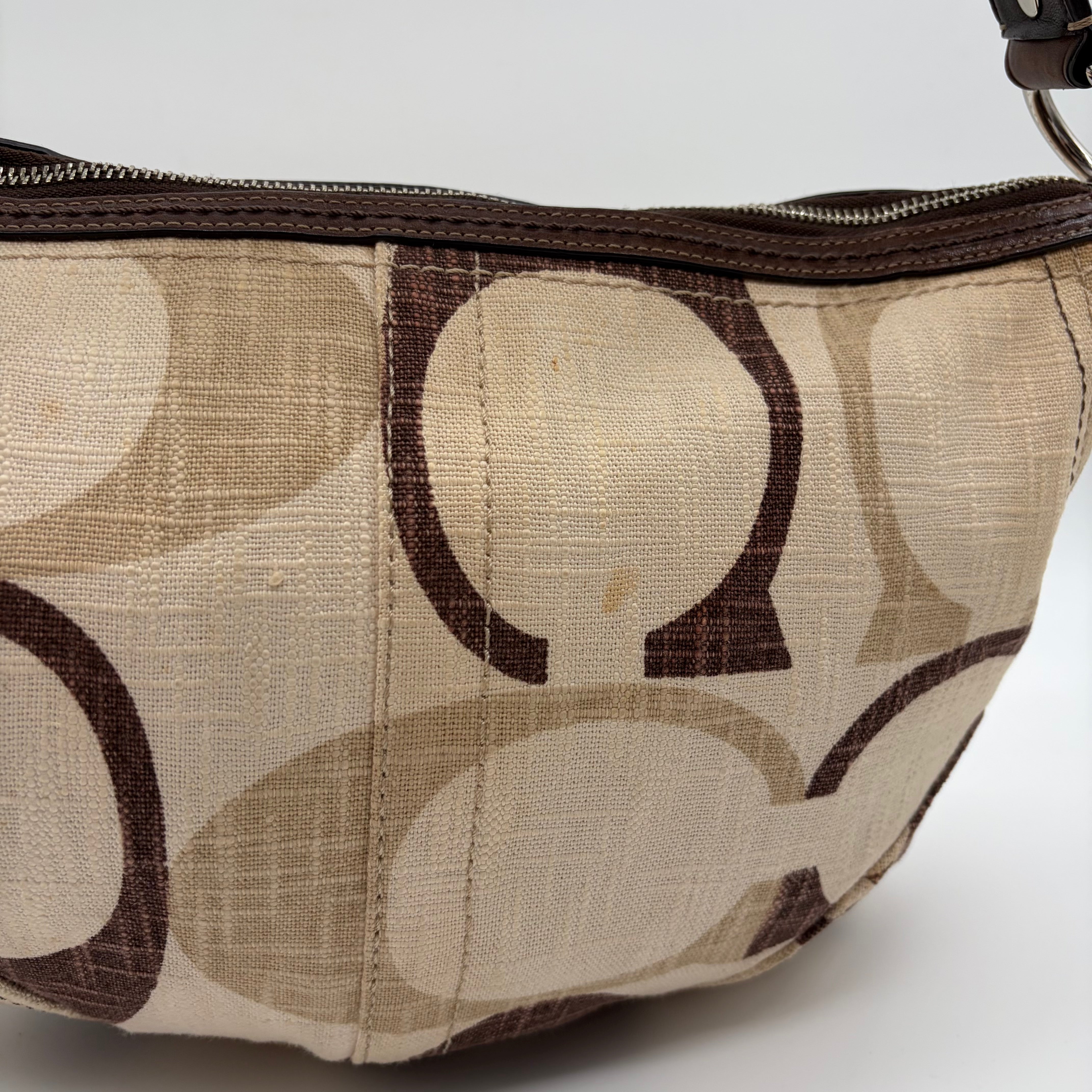 Coach Hampton Hobo Optic Signature Canvas Beige Braun – Vintage