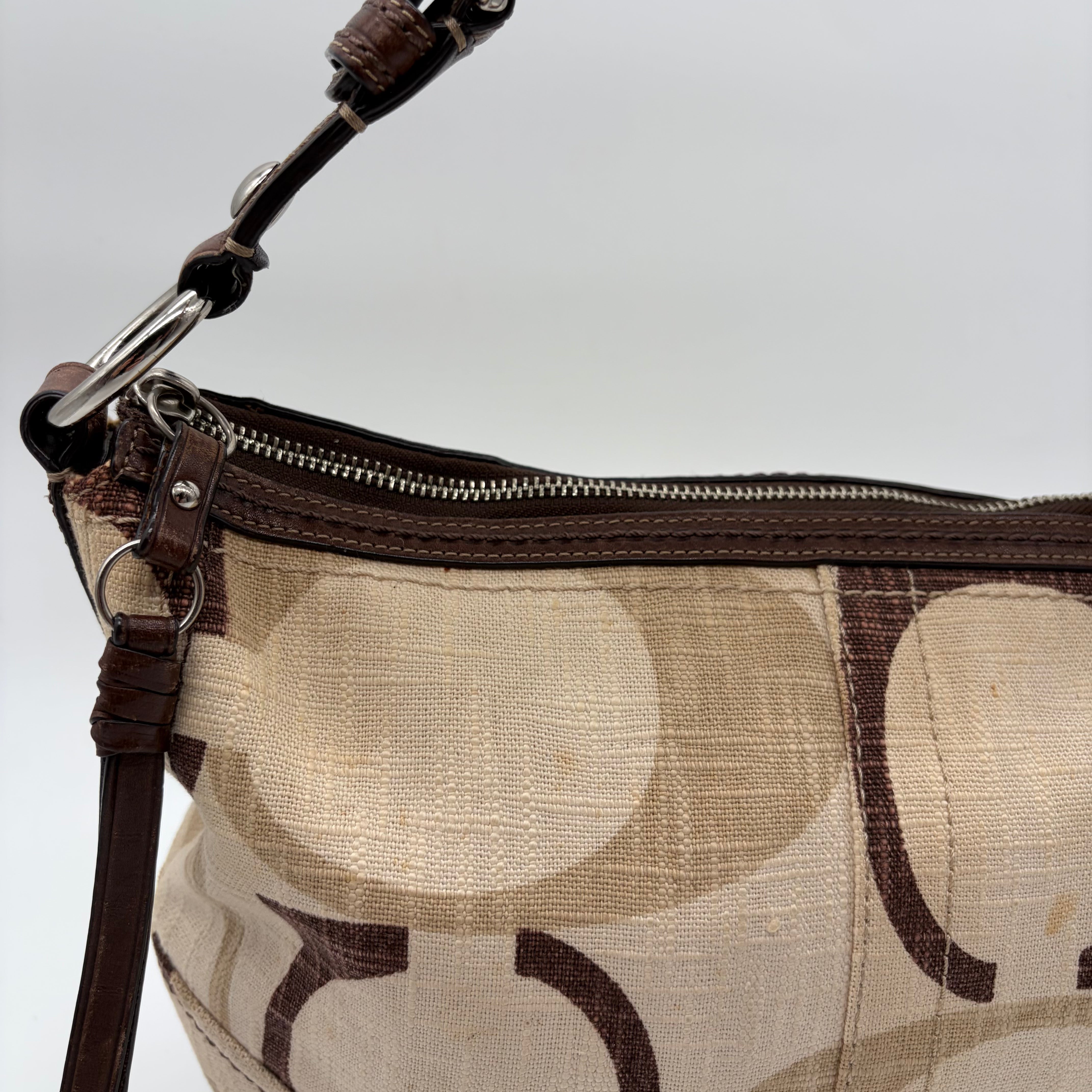 Coach Hampton Hobo Optic Signature Canvas Beige Braun – Vintage