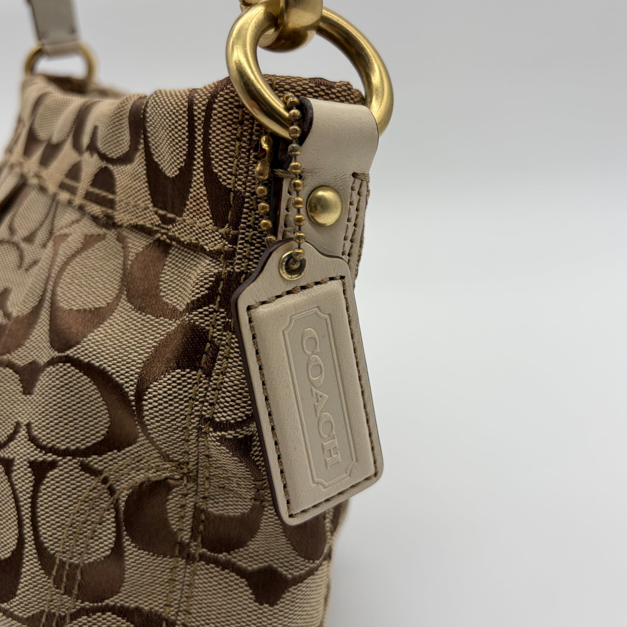 Coach Poppy Signature Baguette Khaki Cream Vintage 2010 – detail view 3