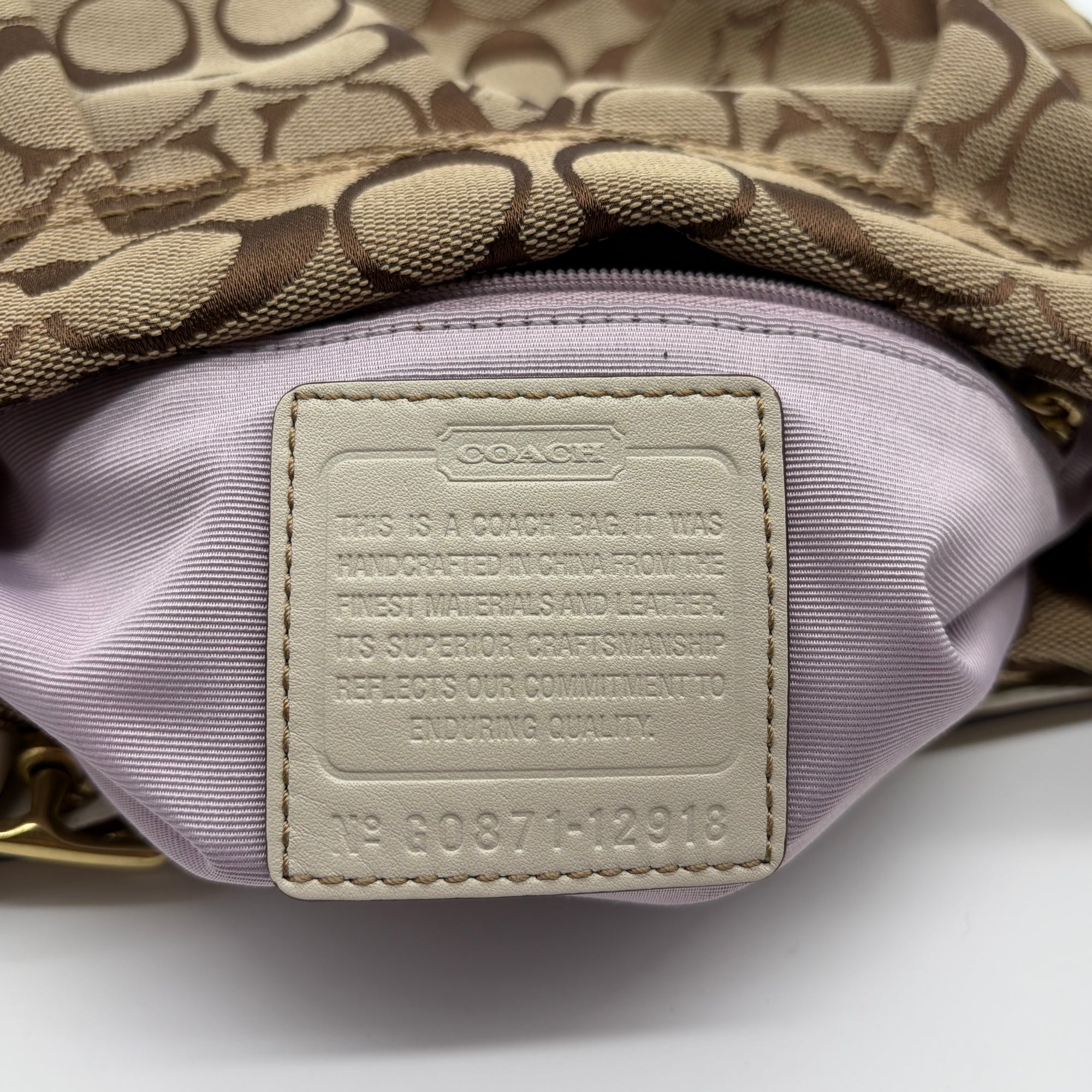 Coach Poppy Signature Baguette Khaki Cream Vintage 2010 – detail view 8