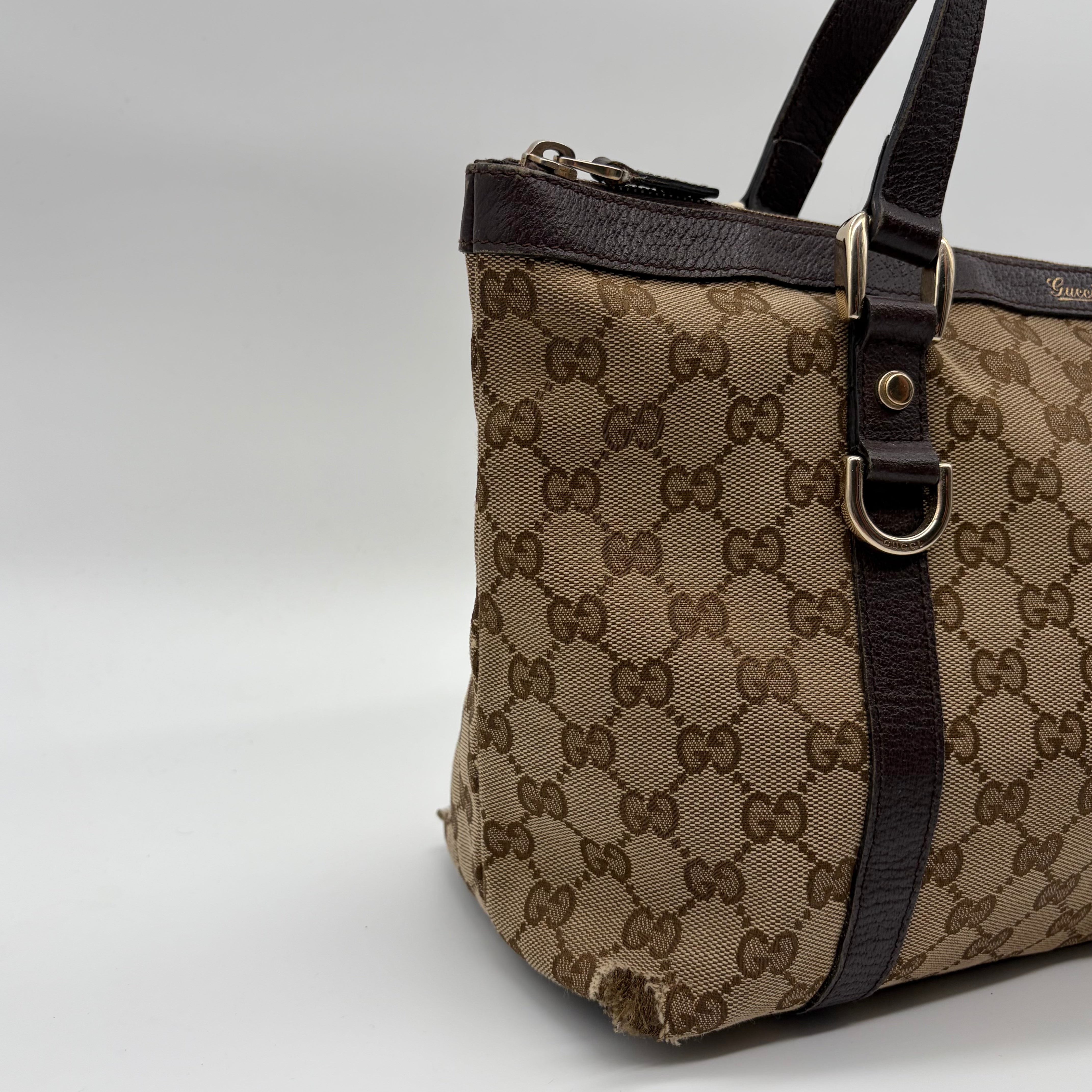 Gucci Abbey D-Ring Tote GG Canvas Beige Dark Brown – Vintage