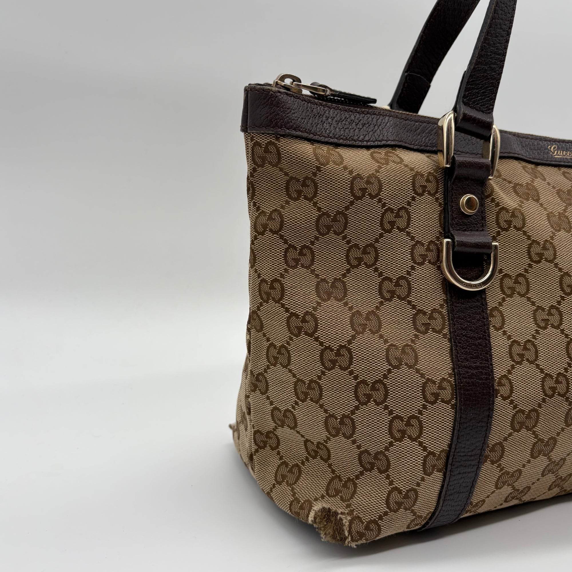 Gucci Abbey D-Ring Tote GG Canvas Beige Dark Brown – detail view 1