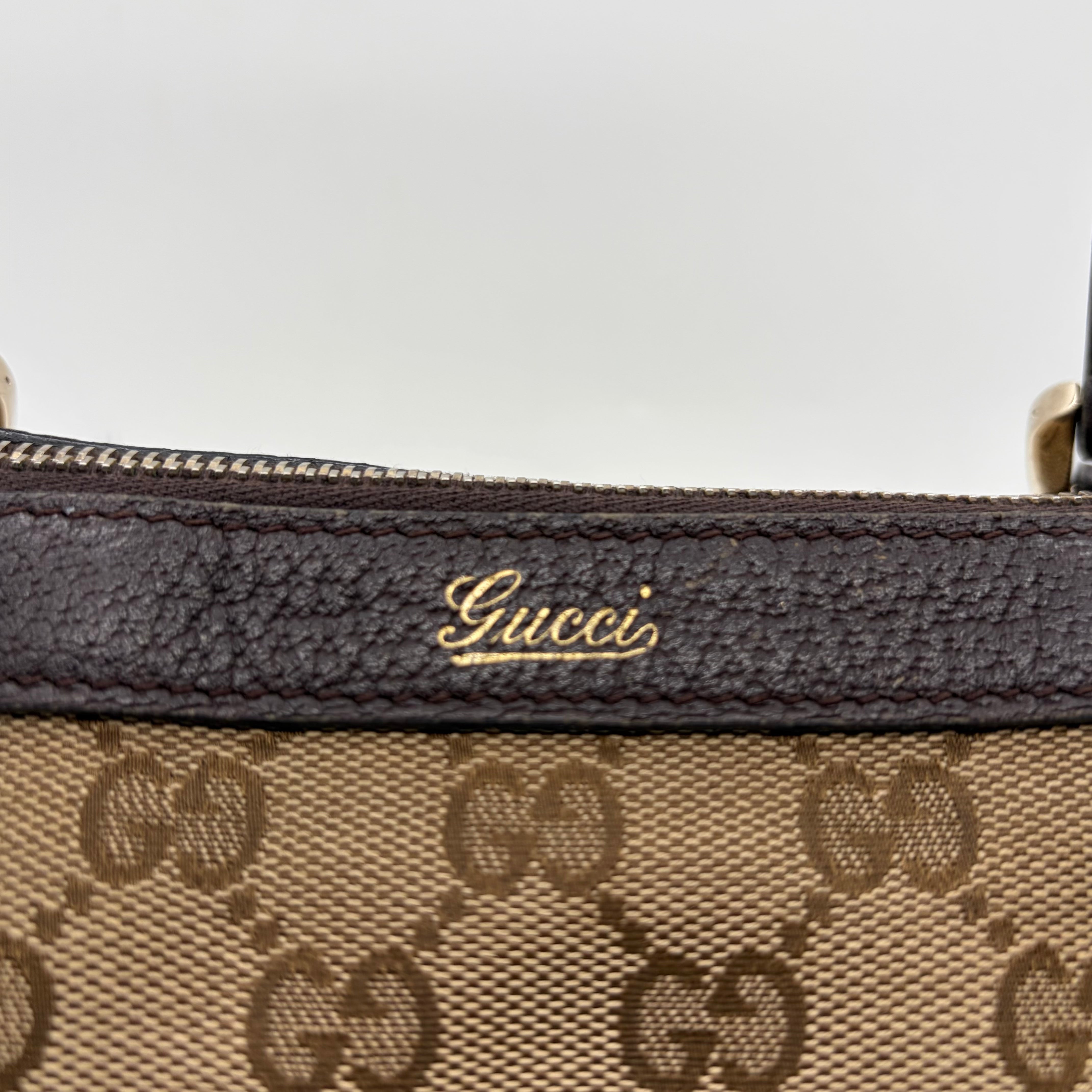 Gucci Abbey D-Ring Tote GG Canvas Beige Dark Brown – Vintage
