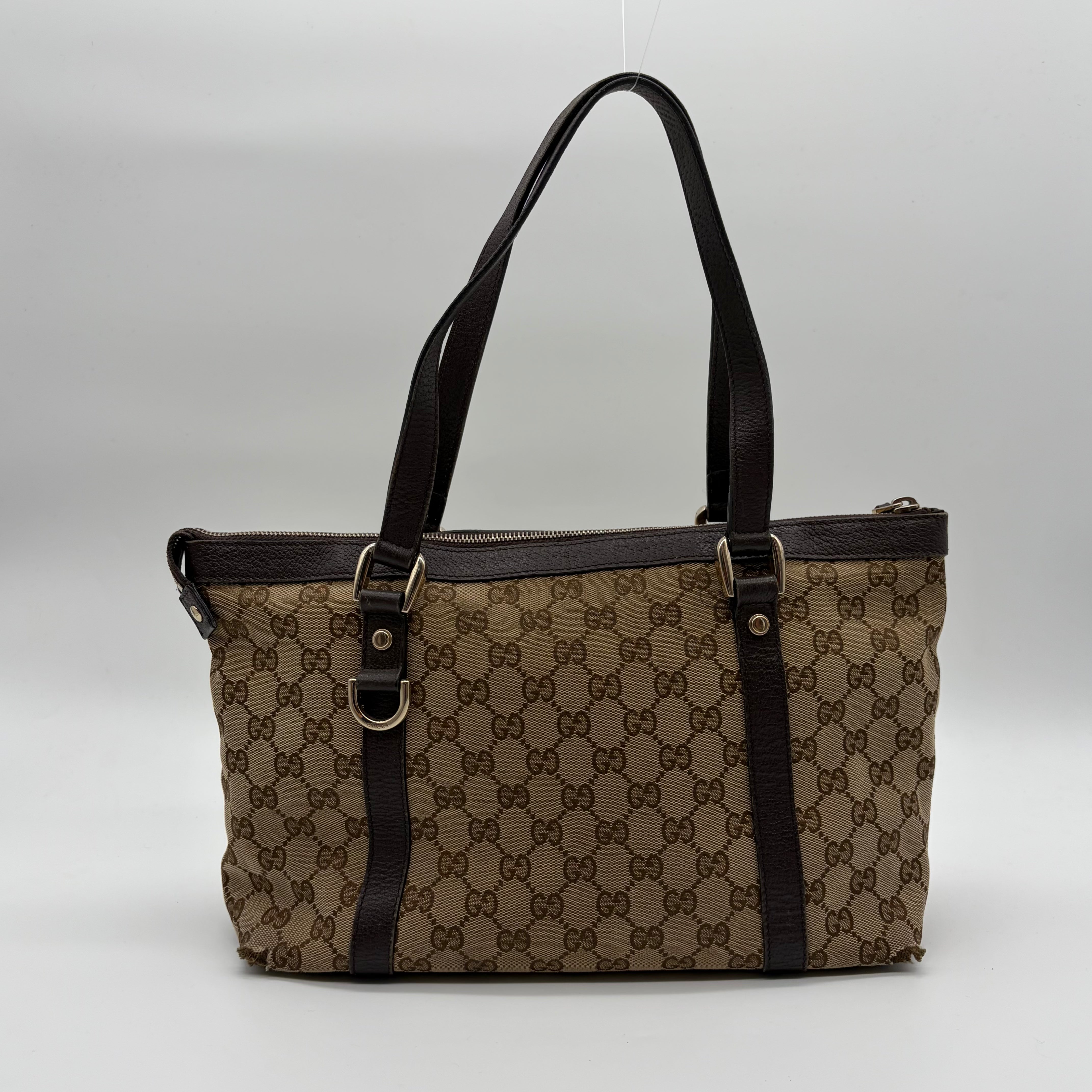 Gucci Abbey D-Ring Tote GG Canvas Beige Dark Brown – Vintage