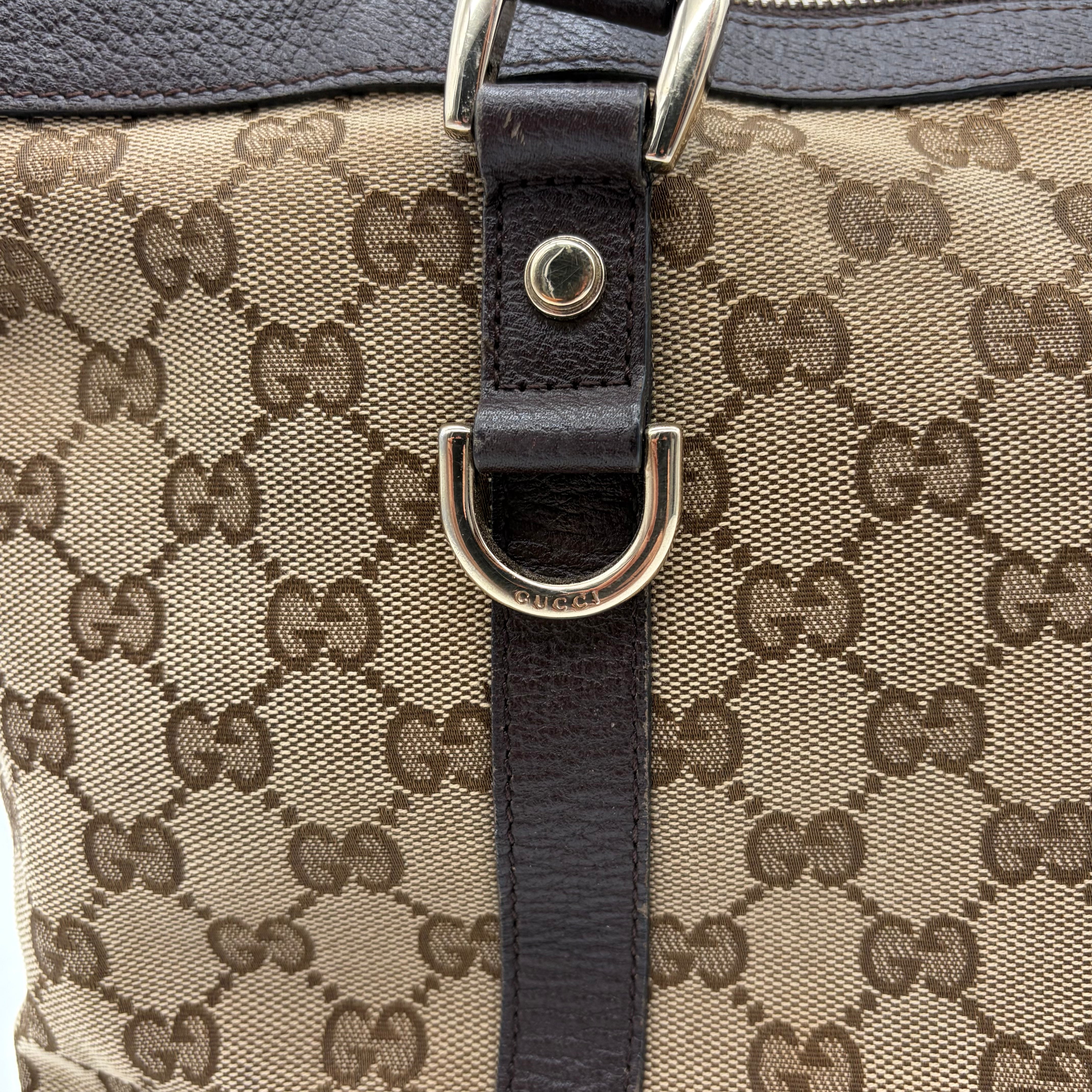 Gucci Abbey D-Ring Tote GG Canvas Beige Dark Brown – Vintage