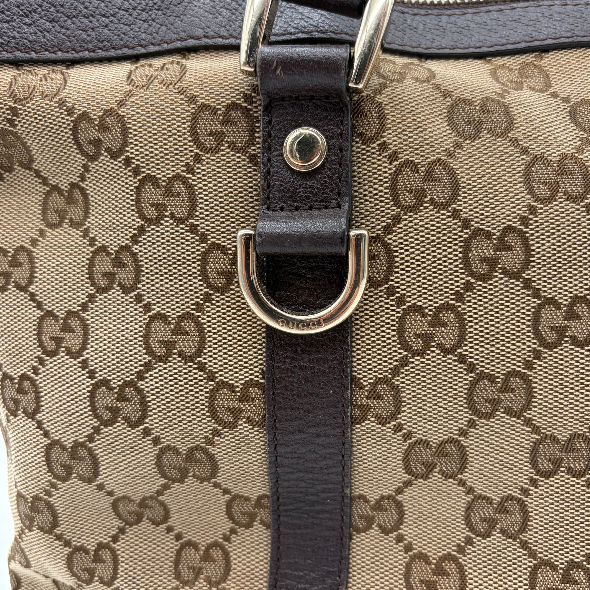 Gucci Abbey D-Ring Tote GG Canvas Beige Dark Brown – detail view 8