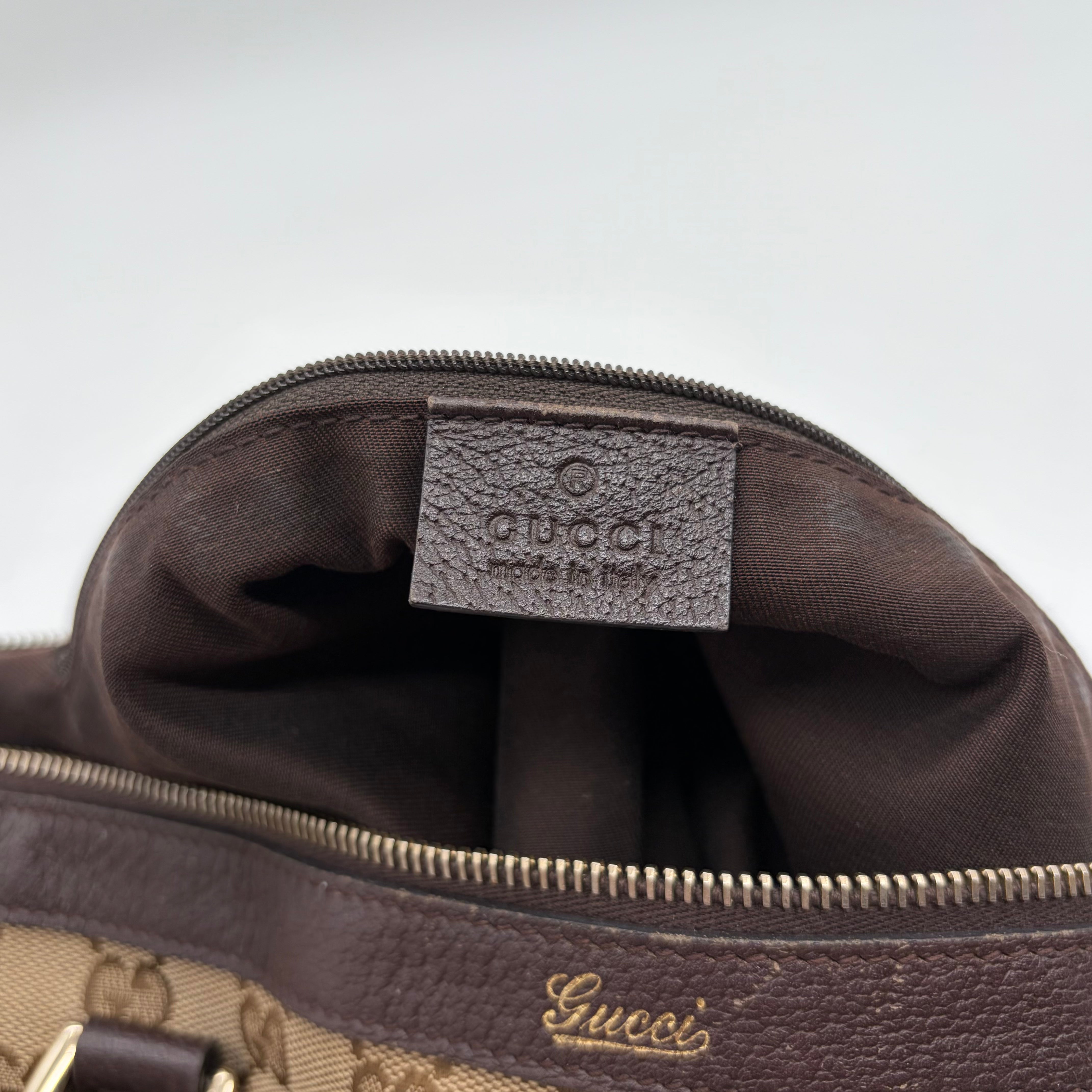 Gucci Abbey D-Ring Tote GG Canvas Beige Dark Brown – Vintage