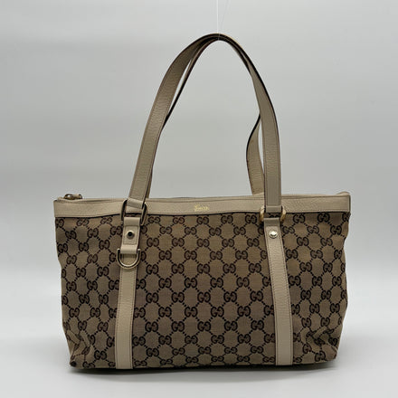 Gucci Abbey D-Ring Tote GG Canvas Beige Ivory Silber – Vintage