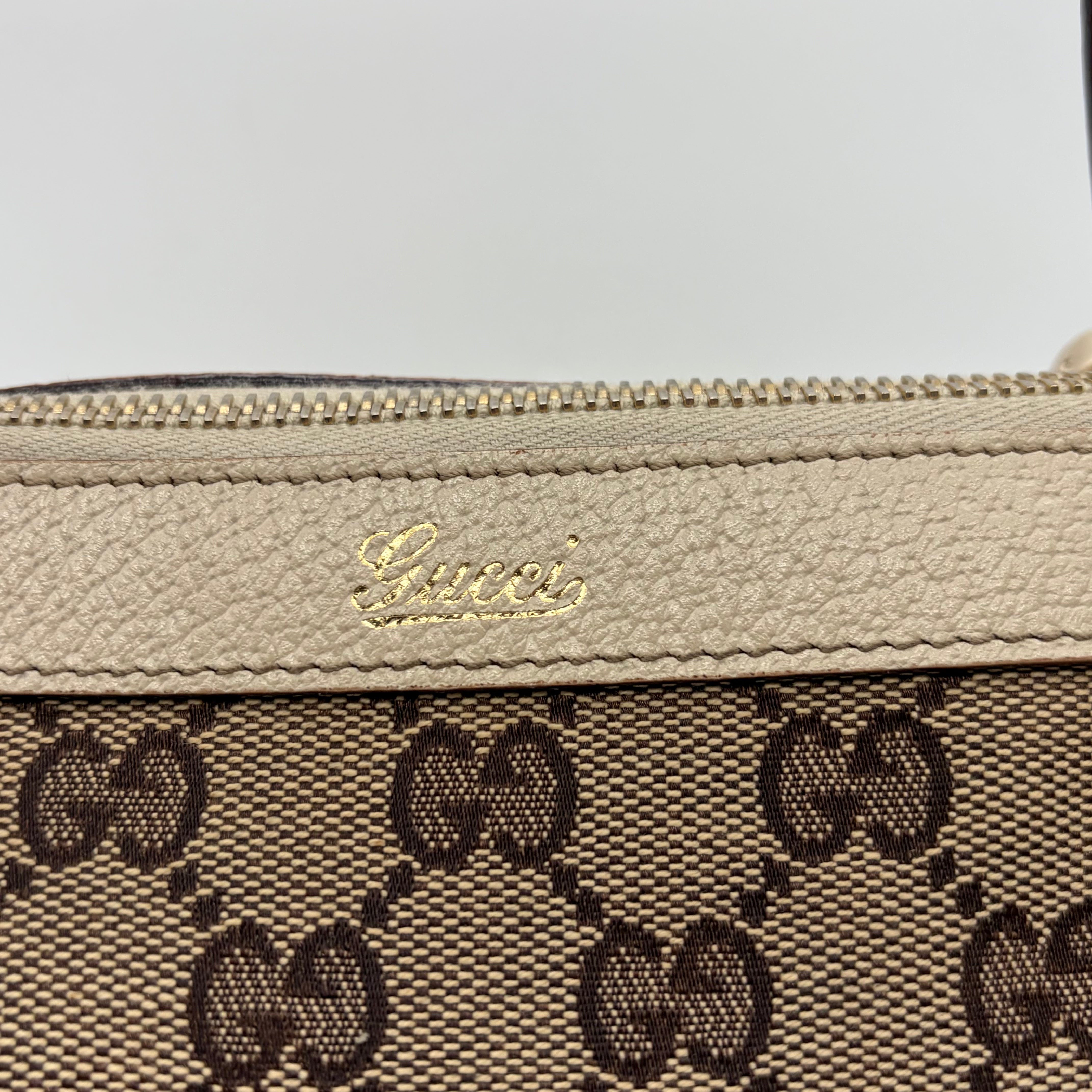 Gucci Abbey D-Ring Tote GG Canvas Beige Ivory Silber – Vintage