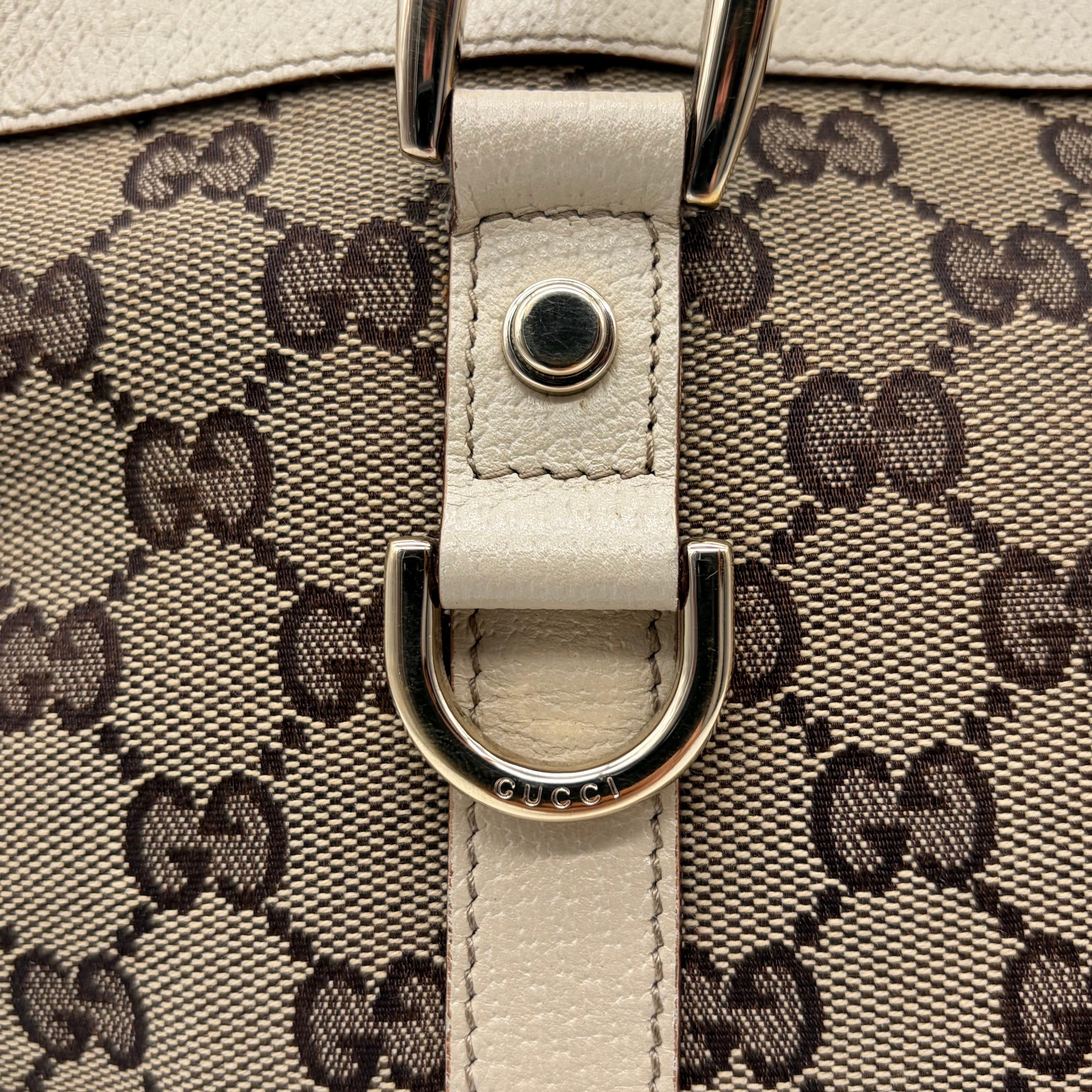 Gucci Abbey D-Ring Tote GG Canvas Beige Ivory Silber – Vintage