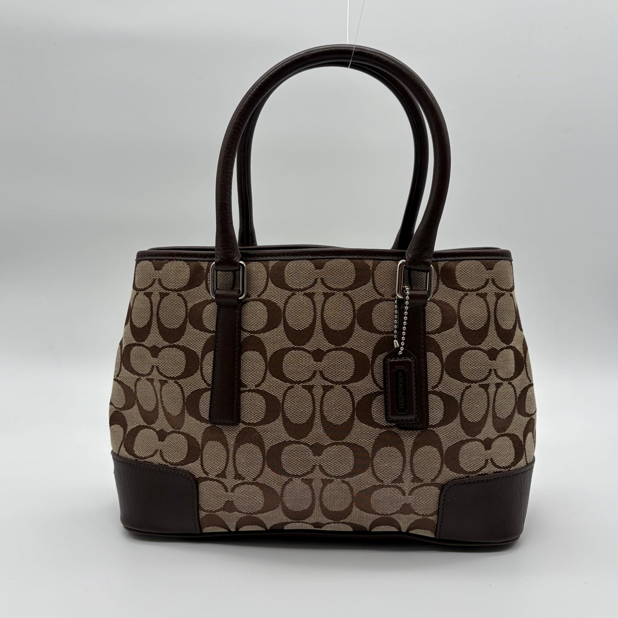Coach Signature Canvas Carryall Khaki Mahogany – vintage designer handbag