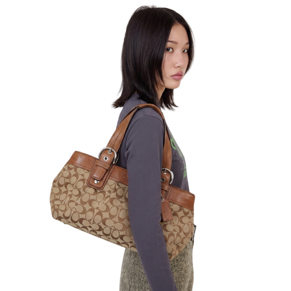 Coach Soho Signature Tote Beige Cognac – Vintage