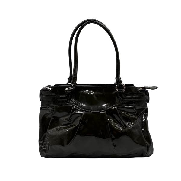 Salvatore Ferragamo Gancini Tote Lackleder Dunkelolive – Vintage