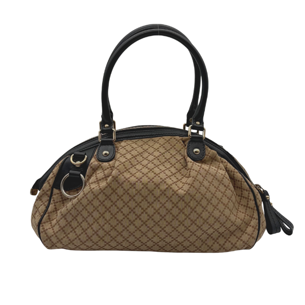 Gucci Sukey Boston Bag Diamante Canvas Beige/Schwarz – Vintage