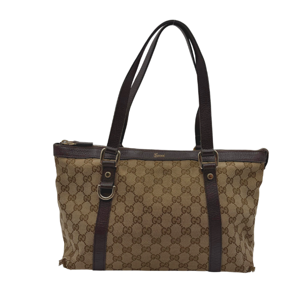 Gucci Abbey D-Ring Tote GG Canvas Beige Dark Brown – Vintage