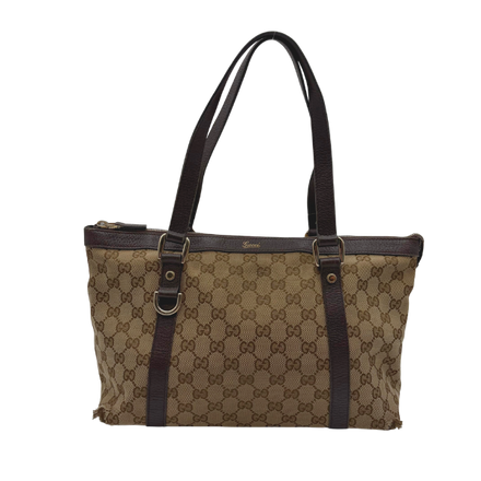Gucci Abbey D-Ring Tote GG Canvas Beige Dark Brown – Vintage