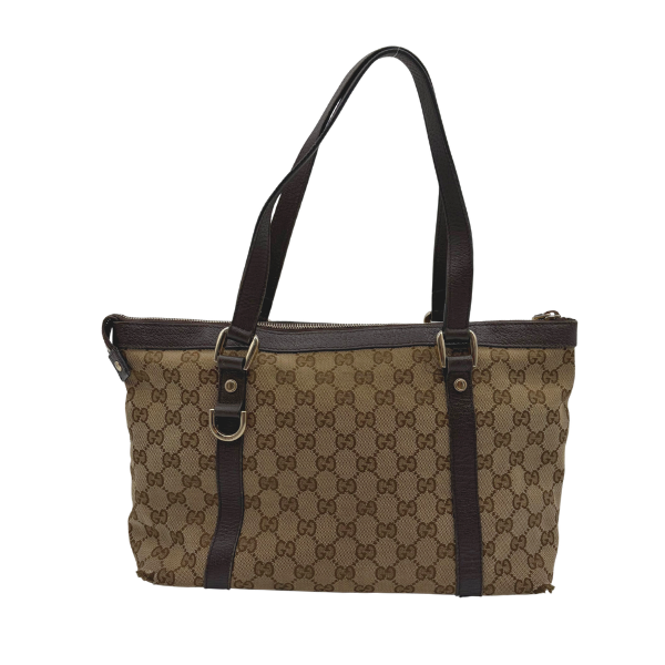 Gucci Abbey D-Ring Tote GG Canvas Beige Dark Brown – Vintage