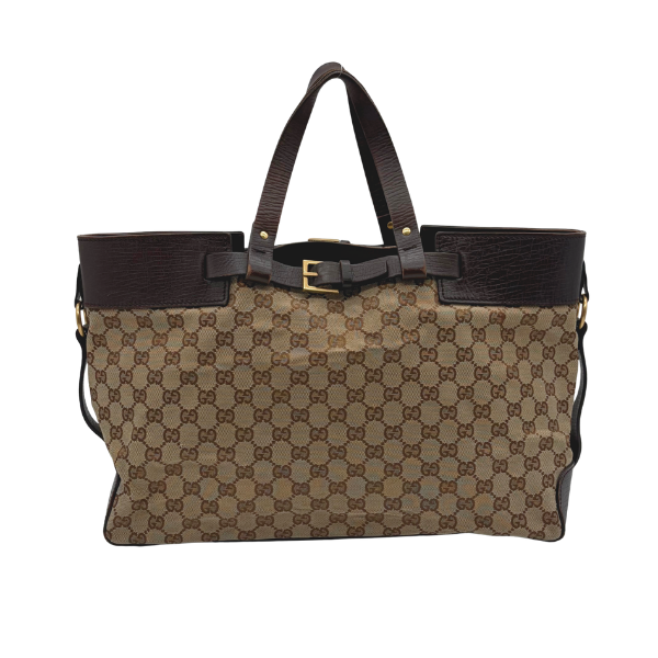Gucci GG Monogram Canvas Tote Schwarz Leder – Vintage