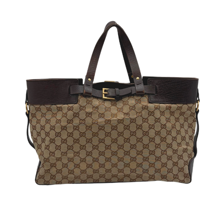 Gucci GG Monogram Canvas Tote Schwarz Leder – Vintage