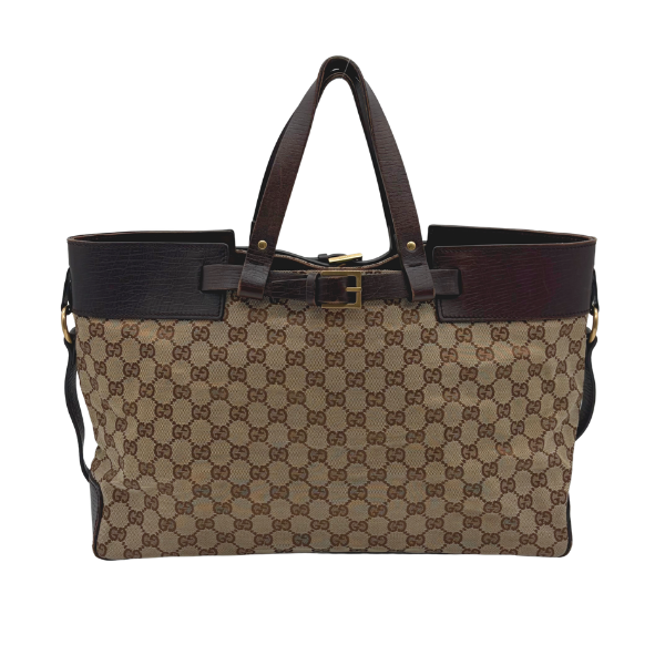 Gucci GG Monogram Canvas Tote Schwarz Leder – Vintage