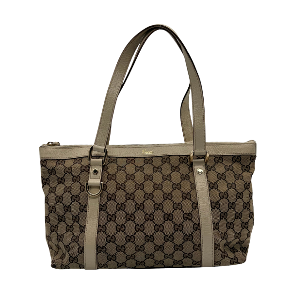 Gucci Abbey D-Ring Tote GG Canvas Beige Ivory Silber – Vintage