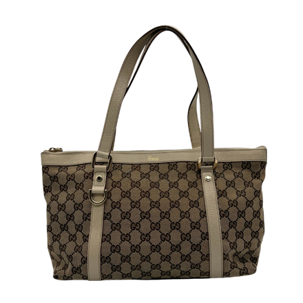 Gucci Abbey D-Ring Tote GG Canvas Beige Ivory Silber – Vintage