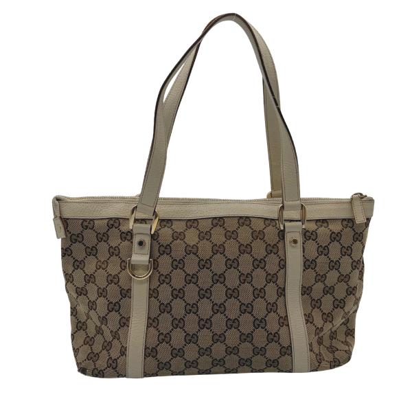 Gucci Abbey D-Ring Tote GG Canvas Beige Ivory Silber – Vintage